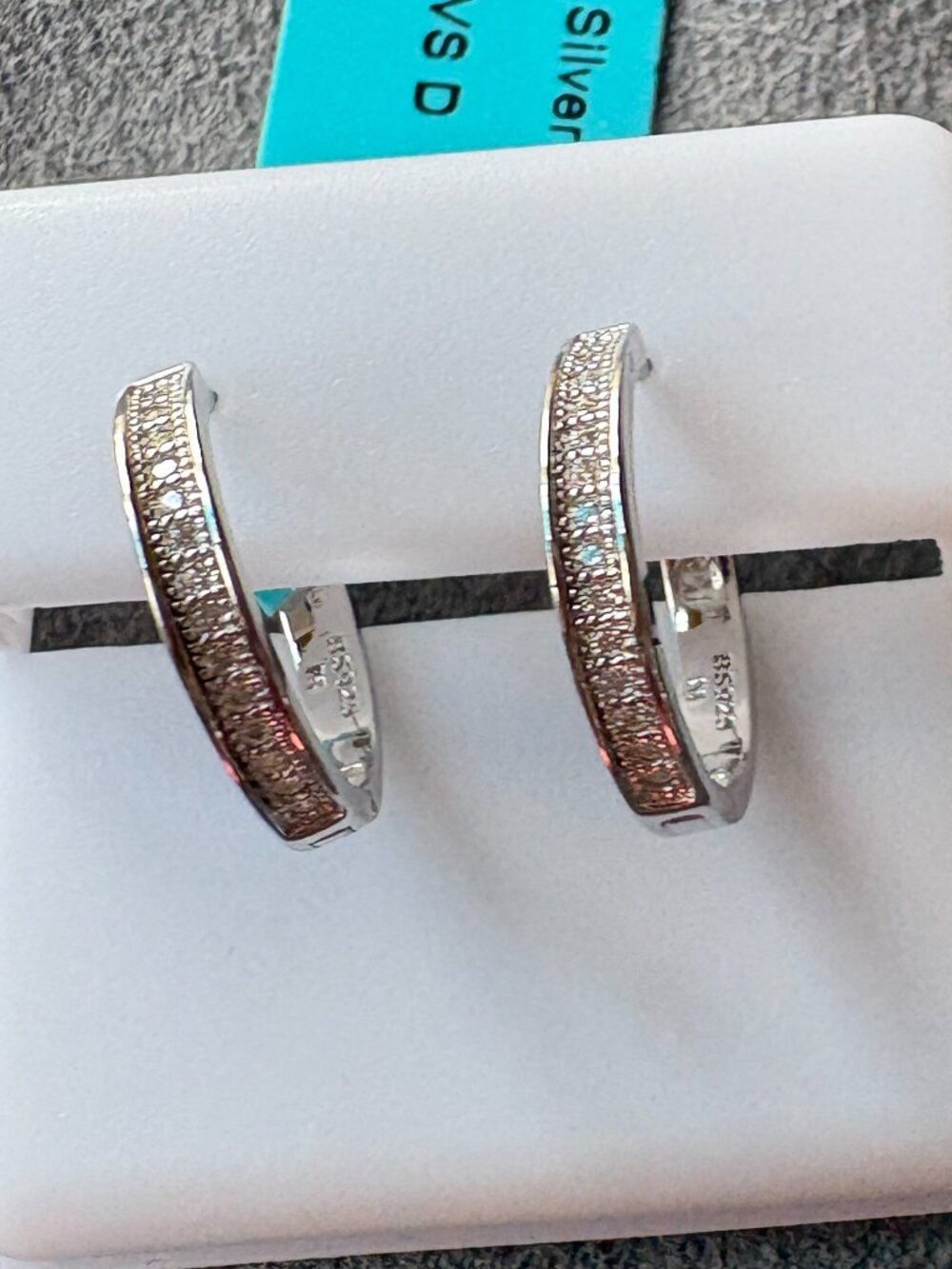 Sterling Silver Hugger Earrings with Moissanites -New
